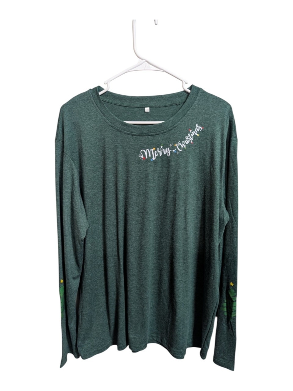 Merry Christmas Long Sleeve Graphic Shirt Sz XXL  Women's Green